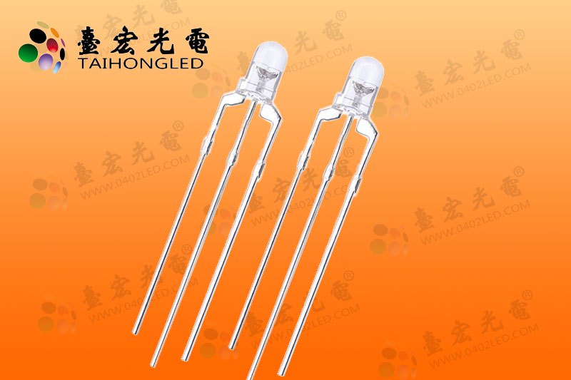 红蓝双色led灯珠，f3圆头透明3mm红蓝LED双色指示灯共阴共阳